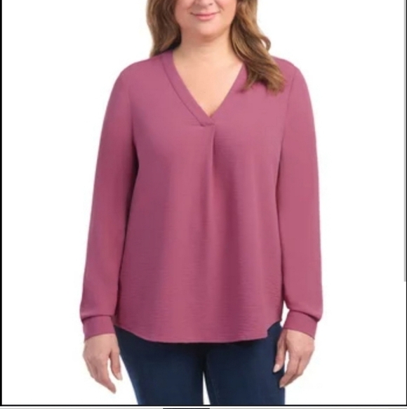 Dalia Blouse Women's XXL Long Sleeved Pink Pull Over V-Neck Shirt - Picture 10 of 10